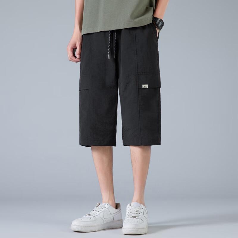 Men's Loose Fit 7/8 Length Cargo Beach Shorts
