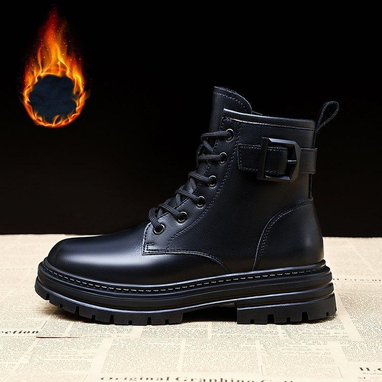 

Мартинсы на толстой подошве, увеличивающие рост, универсальные ботинки до середины голени в британском стиле для женской осени и зимы 2025 года, новая корейская версия модных кожаных ботинок 40