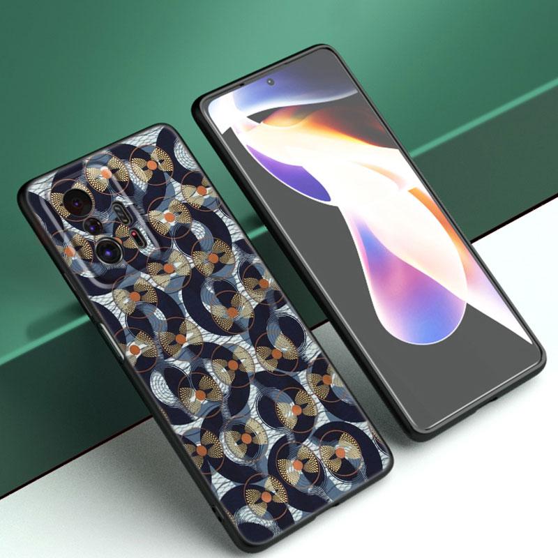 Ästhetische Afrikanische Wachs Fabic Telefon Fall Für Xiaomi Mi A2 8 9 SE Hinweis 10 10T 11 12 Lite 9T 11T 12S 12T Pro A3 6X 12X Schwarze Abdeckung