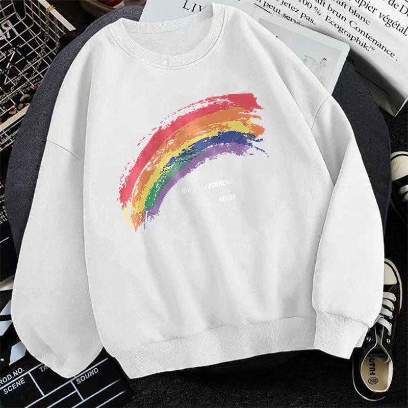 Men's Trendy Loose-Fit Hoodless Sweatshirt - Hong Kong Style, Fleece-Lined, Spring & Autumn, Round Neck, Couple's Pullover.