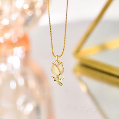 Tulip Necklace Daily Exquisite Versatile Collar Chain Light Luxury High Grade Neckwear Simple Female