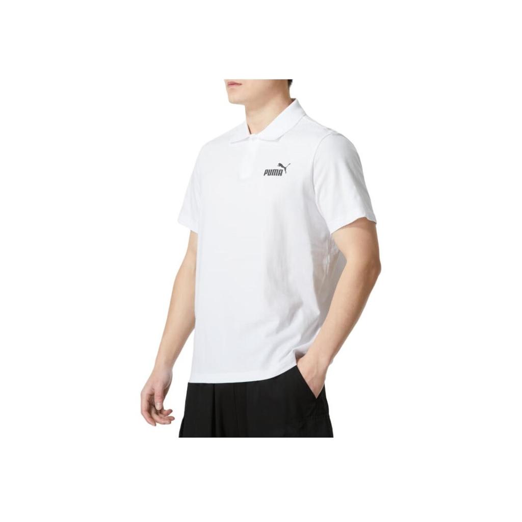 Puma Solid Color Letter Logo Print Loose Comfortable Short Sleeve Polo Shirt Men Tops White 690644-02