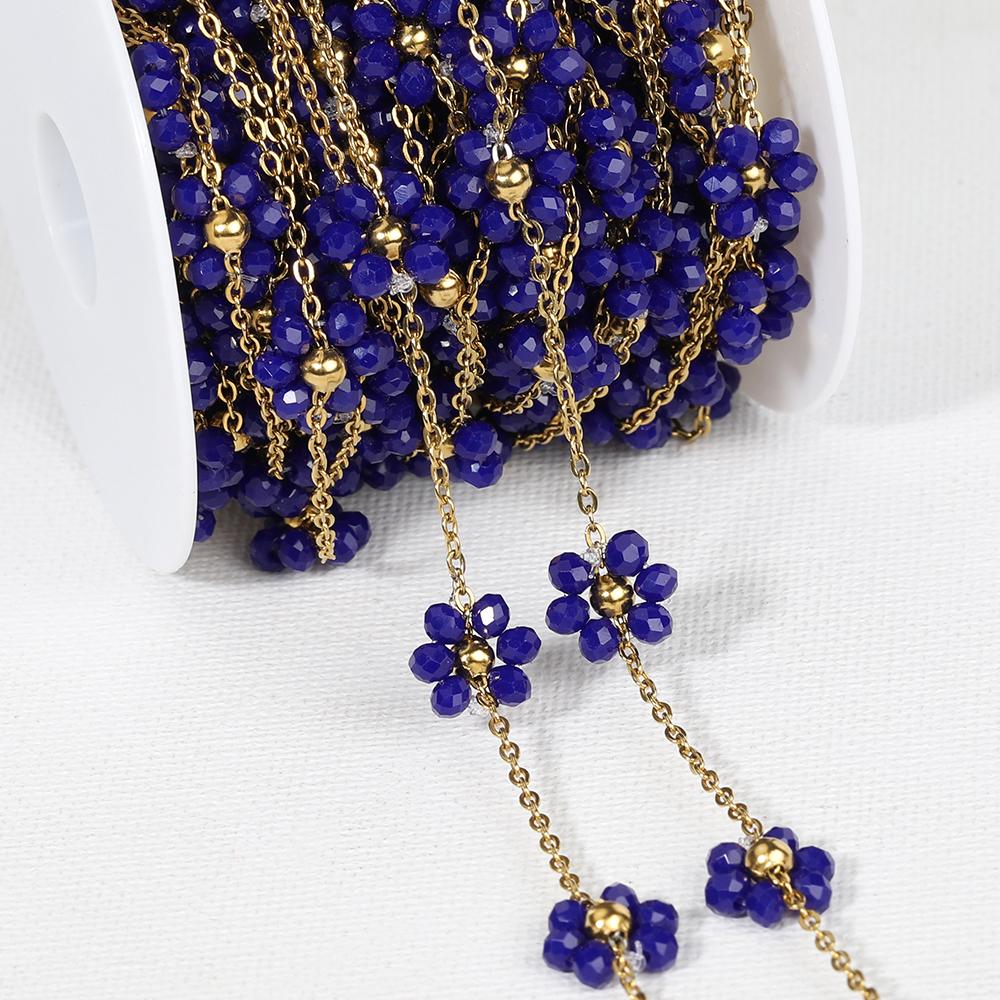 1Meter Multi Styles Stainless Steel Colorful Flower Satellite Beaded Chains for Jewelry Making DIY Necklace Bracelet Accessories