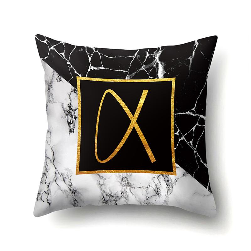 Marble Polyester Pillowcase Home Decoration Printing Pillowcase 26 English Letter Cushion Cover