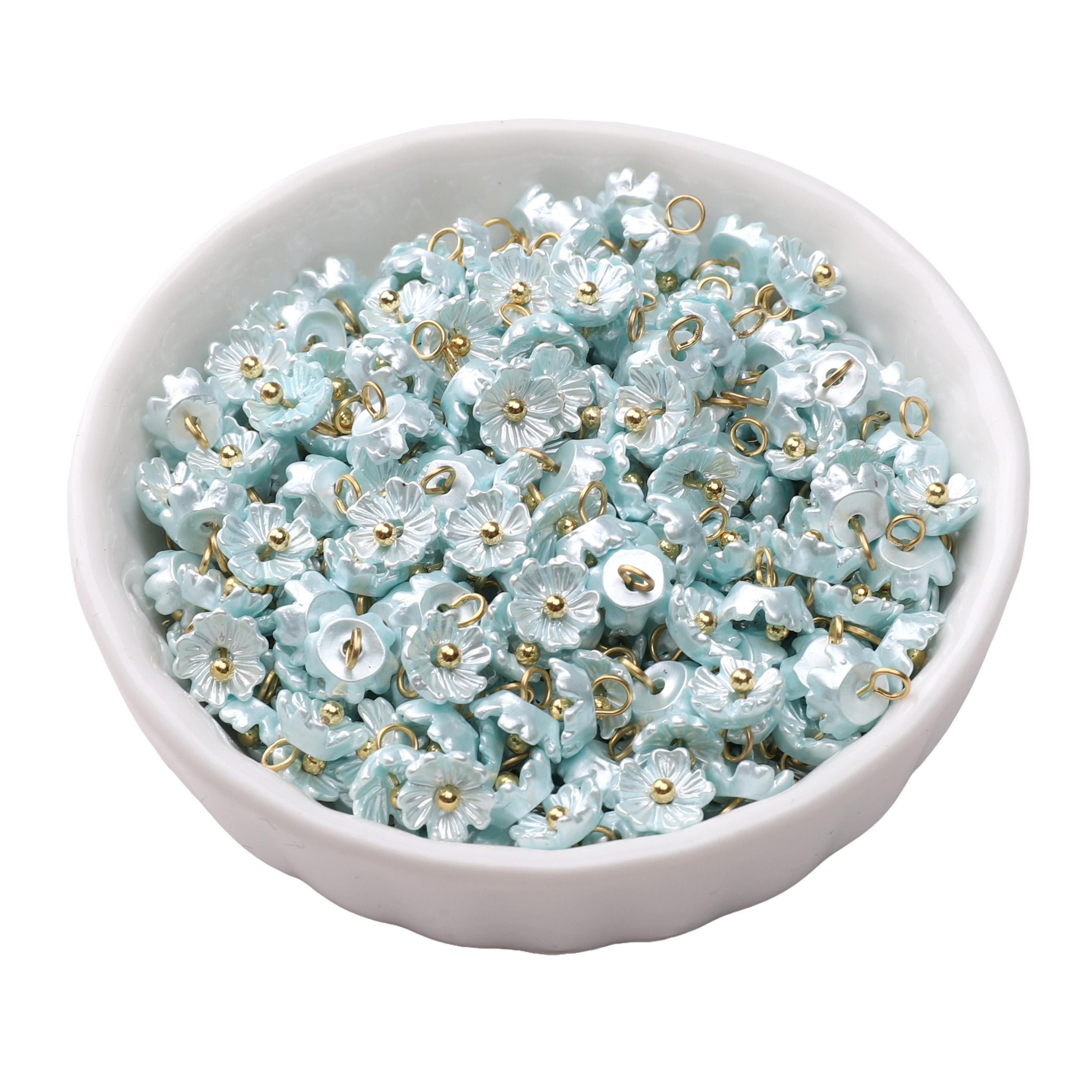 

Смоляные шармы Имитация жемчуга Сохраняющий Мини-подвеска с цветком Для аксессуаров для изготовления ювелирных изделий 02 7mm светло-синий