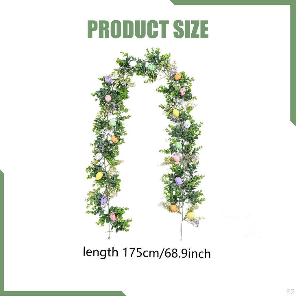Easter Artificial Garland with Eggs 175cm Hanging Rustic Spring for Party Home