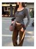 Women's Spicy Girl Slim Fit Striped Long Sleeve Top - New 2026 Style