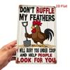 Vintage Metal Rooster Wall Decor, Heavy Iron Sign for Garden, Don't Ruffle My Feathers Poster