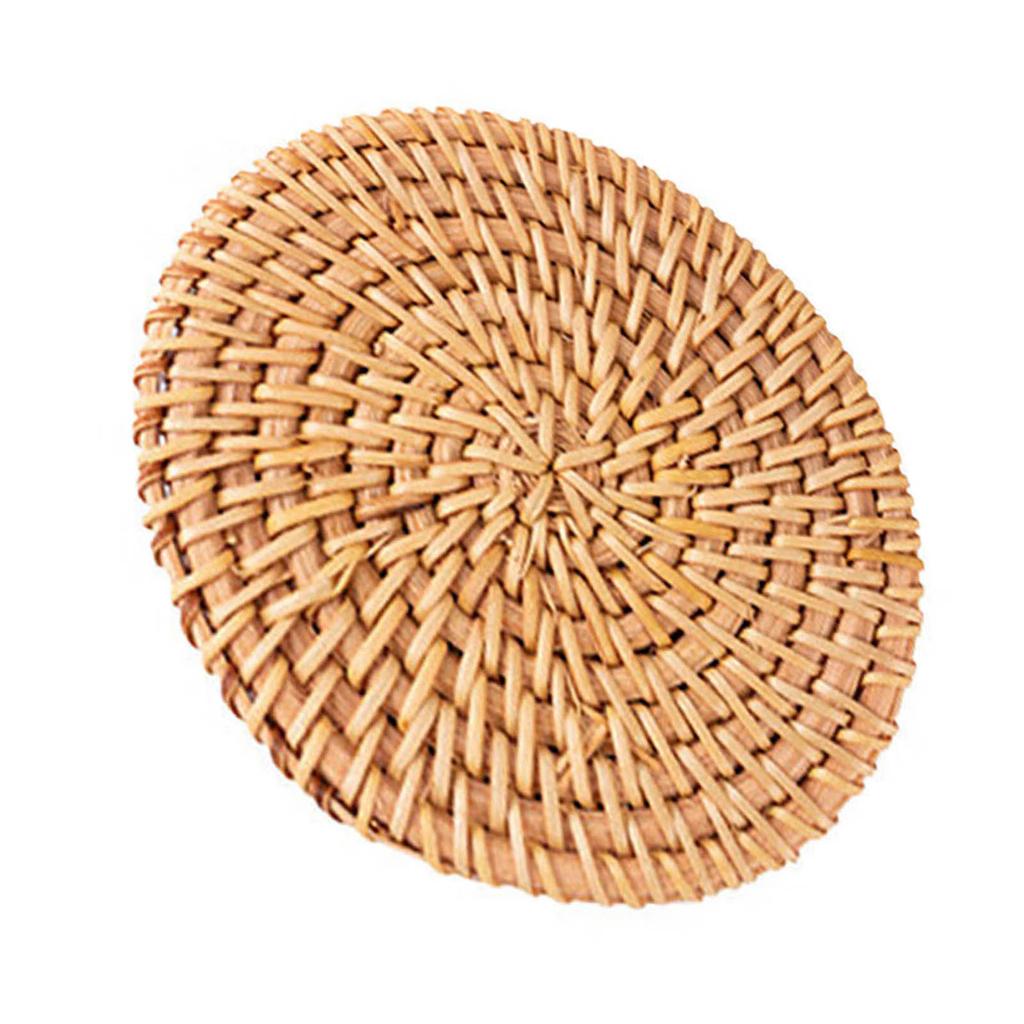 Natural Woven Rattan Cup Mats Small Rattan Cup Mats Unique Coaster Designed For Tea Rooms And Relaxation Areas
