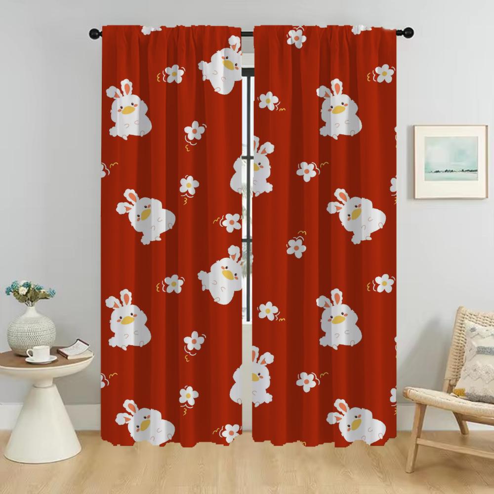 Rabbit Curtains Living Room Curtain Home Interior Shades Partition Halloween Decoration Anti Mosquito Set Of 2 Made Polyester Great Decor