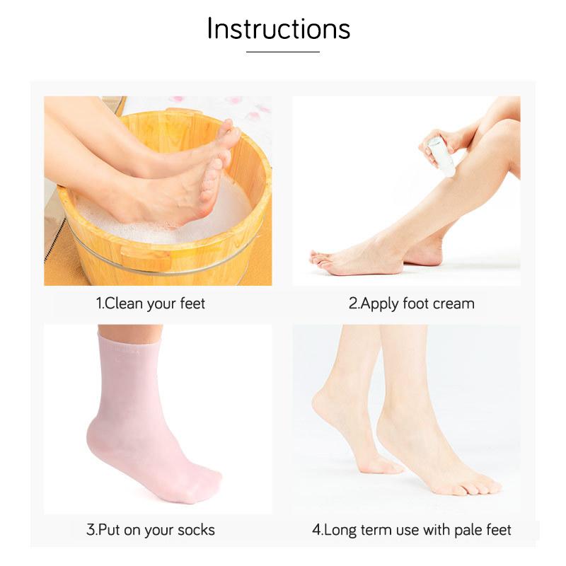 1Pairfoot Care Socks Silicone Moisturizing Gel Heel Socks Foot Care Protector