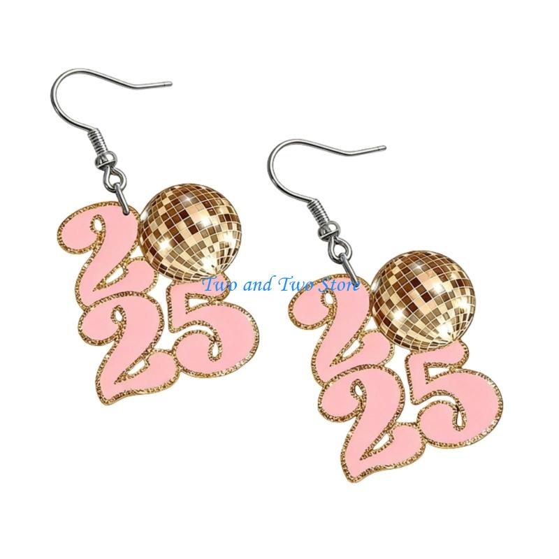 HX6F Creative 2026 Theme Earrings Acrylic Texture Geometric Earrings Ear Jewelry Suitable for Elegant Women Daily Wear