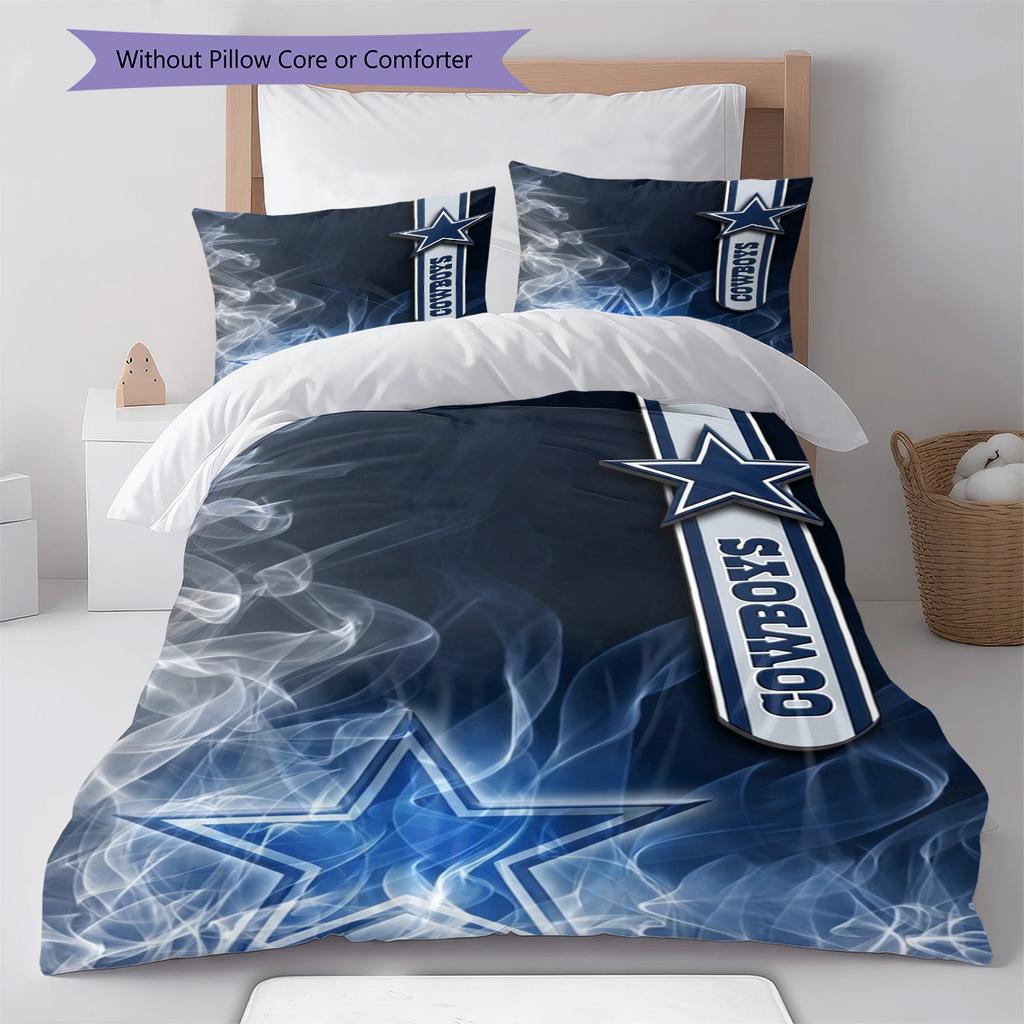 Dallas Cowboys Pattern Bedding Set Quilt Cover Pillowcase Home Decor Gift (1 * duvet cover + 2 * pillowcase, without core)