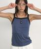 RONRON Pattern Patchwork Button Sleeveless Navy