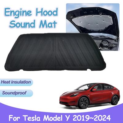 Engine Hood Pad for Tesla Model Y 2019~2024 Sound Heat Insulation Cotton Cover Car Fireproof Mat Liner Interior Parts Accessorie