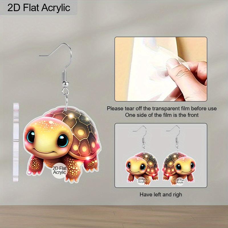 2D Flat Acrylic Cute Turtle Earrings Dangling Ocean Beach Summer Jewelry Sea Turtle Gifts for Women Mom Animal Lovers
