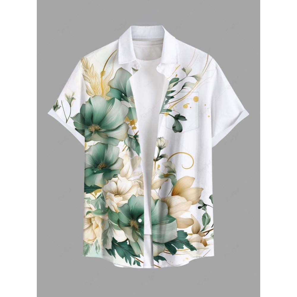 Men's Plus Size Summer Casual Shirt 3D Printed Hawaiian Shirt Beach Vacation Button Short Sleeved Shirt Men's Casual