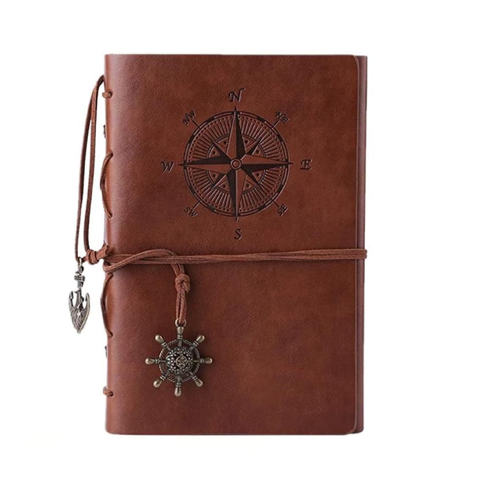 Vintage Pirate Ship Notebook Travel Diary Loose leaf Notepad A7 Brown