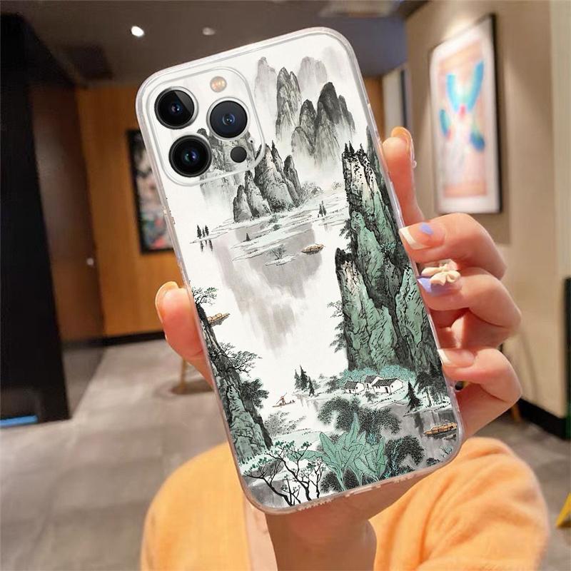Chinese Art Landscape Painting Phone Case For iphone 17 Pro Max Air 16 15 14 13 Pro Max 15 16 Pro 15Plus