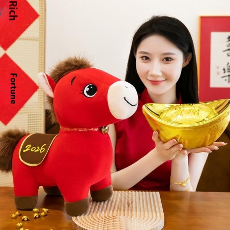 Cute Year Of The Horse Mascot Plush Doll Pendant Creative Children Birthday Gift Cartoon Pony Plush Stuffed Doll Backpack Decor