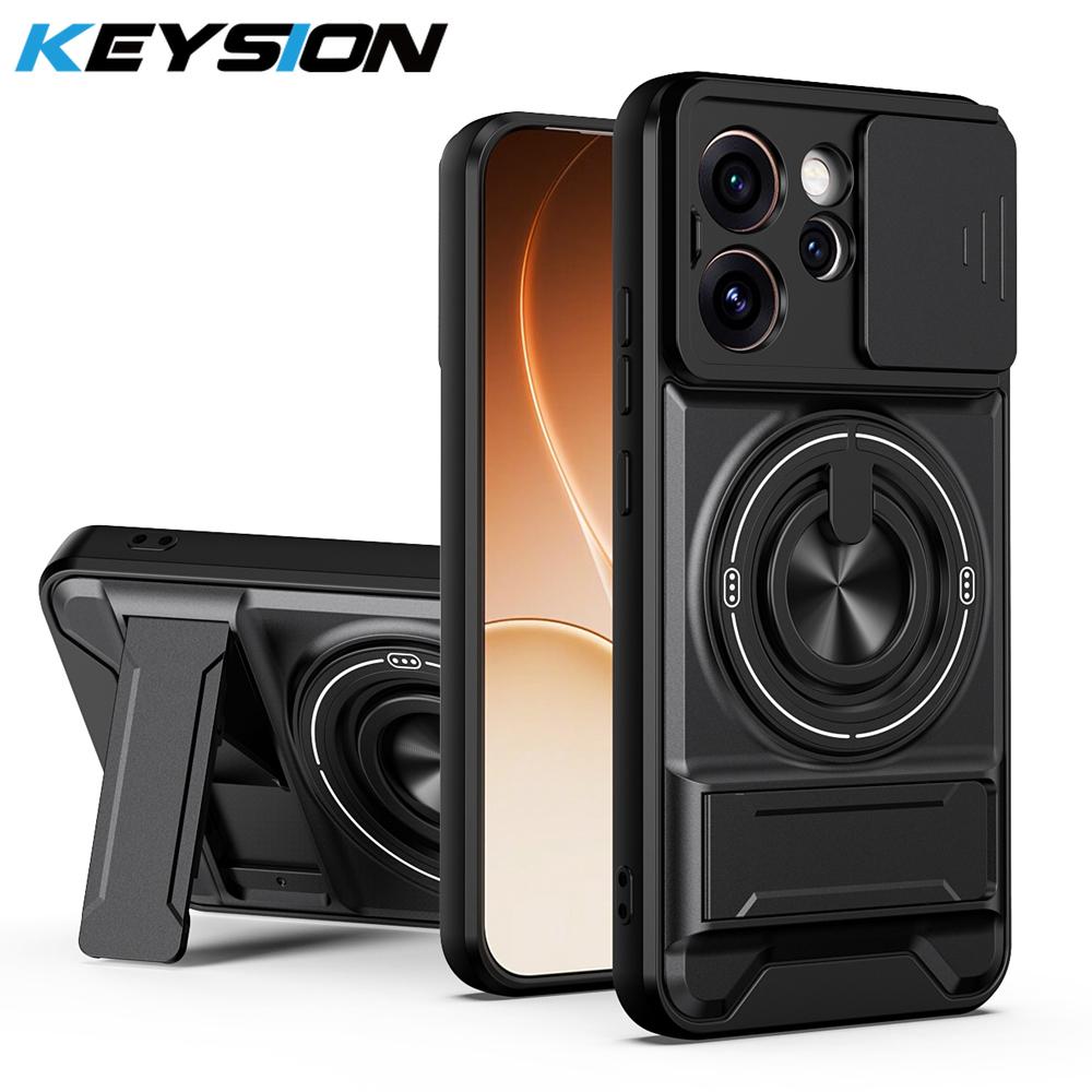 KEYSION Magnetic Phone Case for OPPO Reno15 Pro Max 5G 15 F 5G Slide Camera Protection Upright Kickstand Ring Shockproof Cover