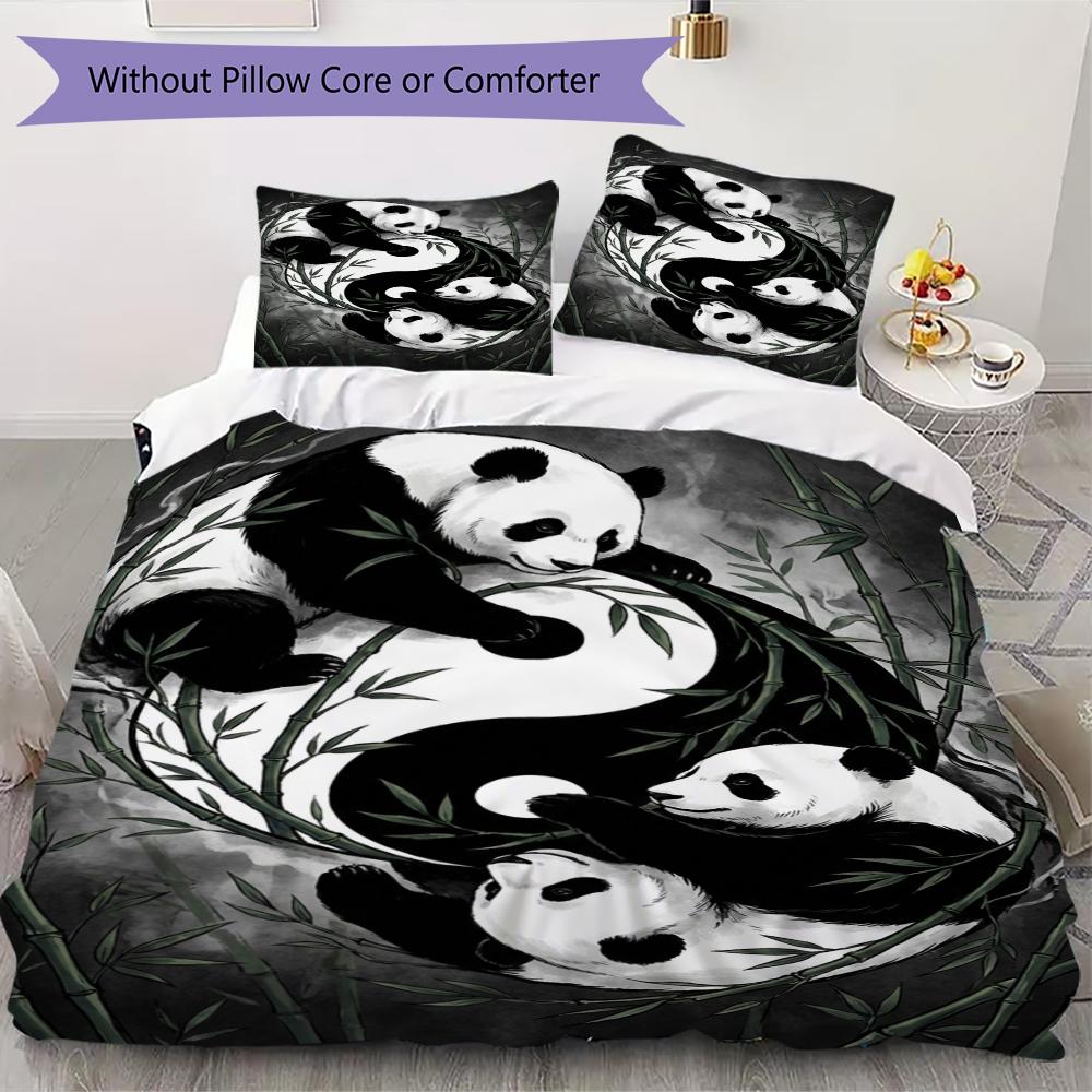 Bear and Panda Pattern Bedding uilt Set uilt Cover Pillowcase Home Decoration Birthday Gift (1 * duvet cover + 2 * pillowcase  without core)169