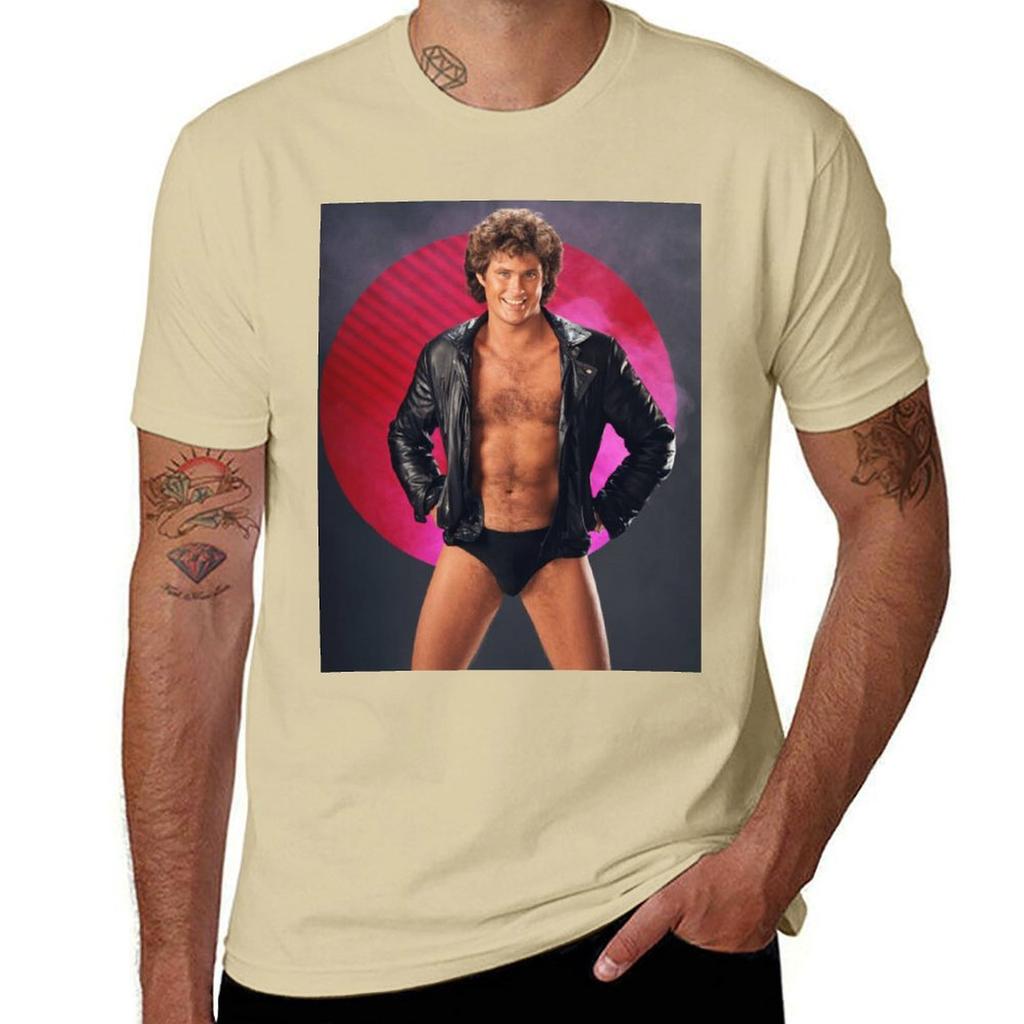 David Hasselhoff Vintage Tshirt Summer Clothes Quickdrying Funnys Plain Mens Clothing