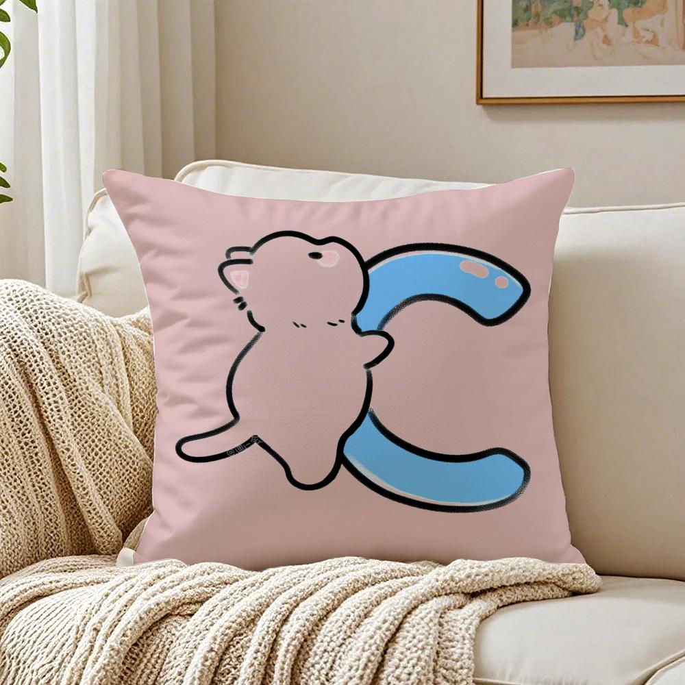 Cute Cat Hugging English Letters Cushion Cover Pillowcase Anti-Dustmite Living Room Sofa Decor Cushion Room