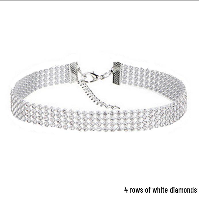 Mehrlagige Diamant-Acryl-Choker-Halskette - Kurz, Schlüsselbeinlang, Nachtclub-Stil
