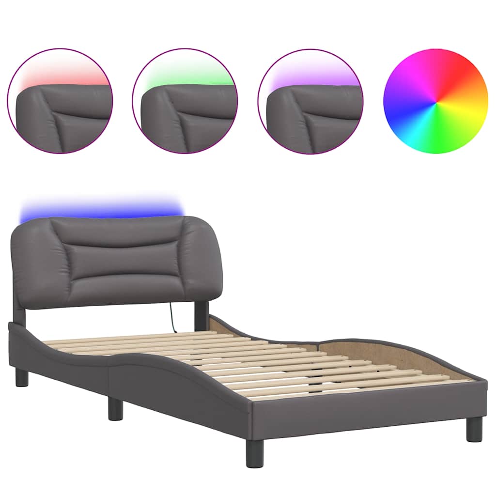 LED Bed Frame without Mattress Hvar Gray 100x200 cm