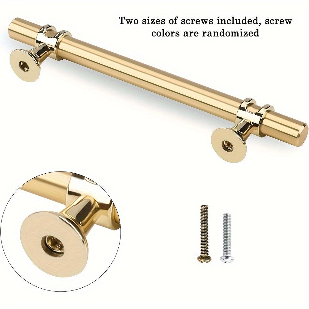 4 pcs Champagne Gold Cabinet Pulls Stainless Steel Kitchen Hardware with Screws and Screwdrivers