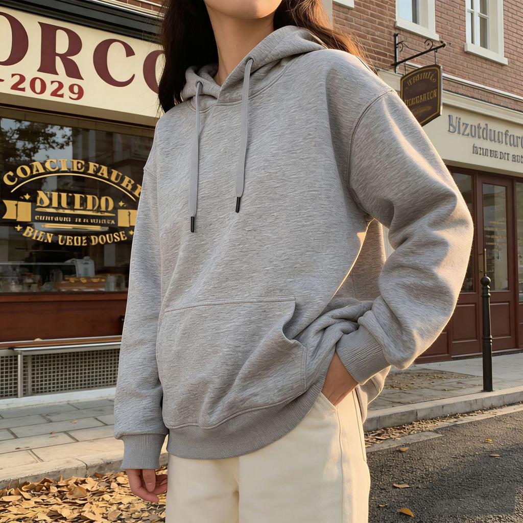 2025 autumn and winter new hooded sweater women's solid color college style loose casual velvet popular trendy brand Japanese and Korean style
