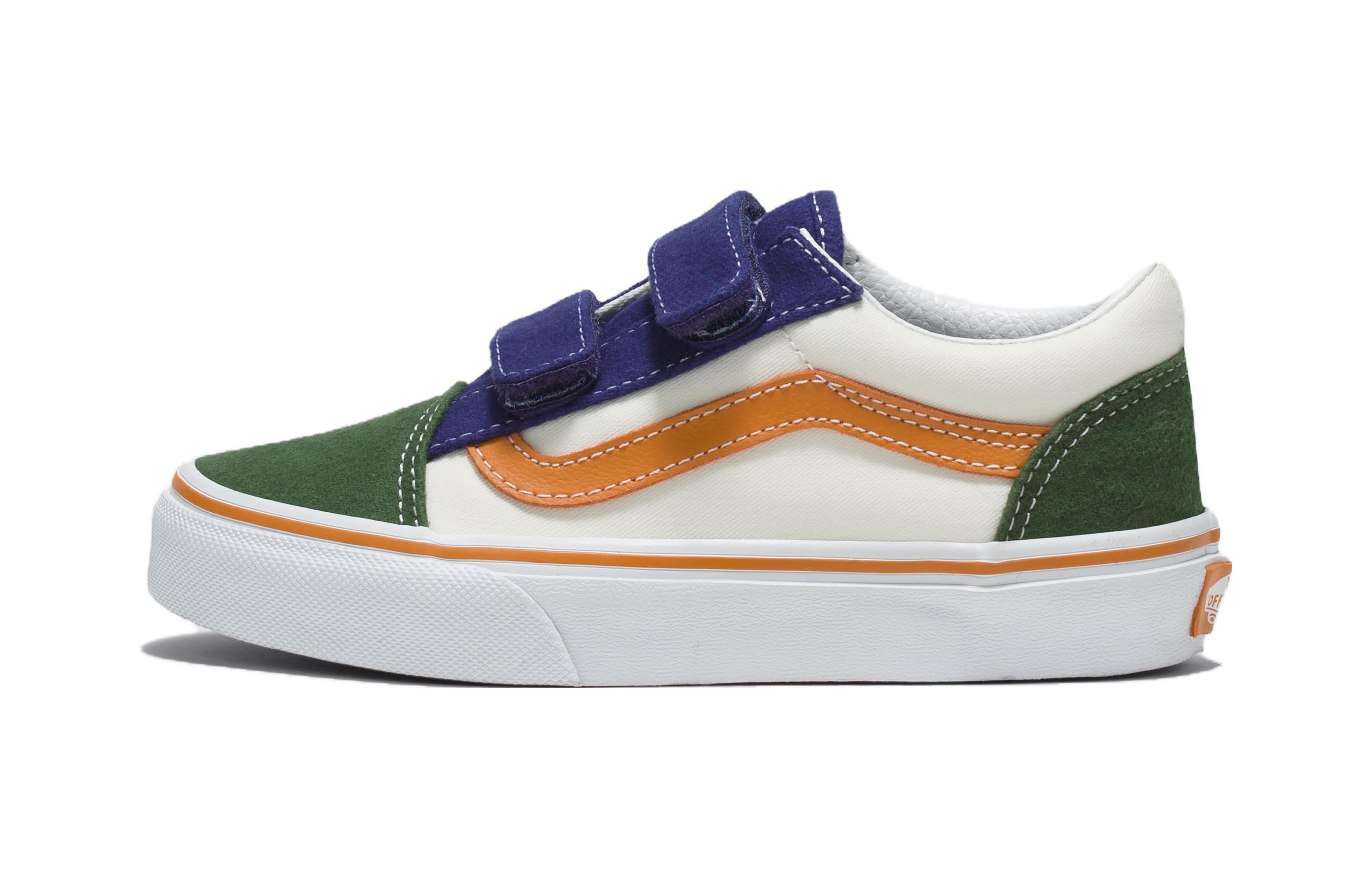 Vans Old Skool Прочные Дышащие Низкие Детские Скейтбордические Кроссовки Бело-Зеленые Дошкольные VN0A38HD6GL 31.5