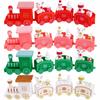Wooden Christmas Train Ornament Plastic Mini Christmas Train Toys Festival Party Decoration Xmas Table Ornaments New Year Gifts