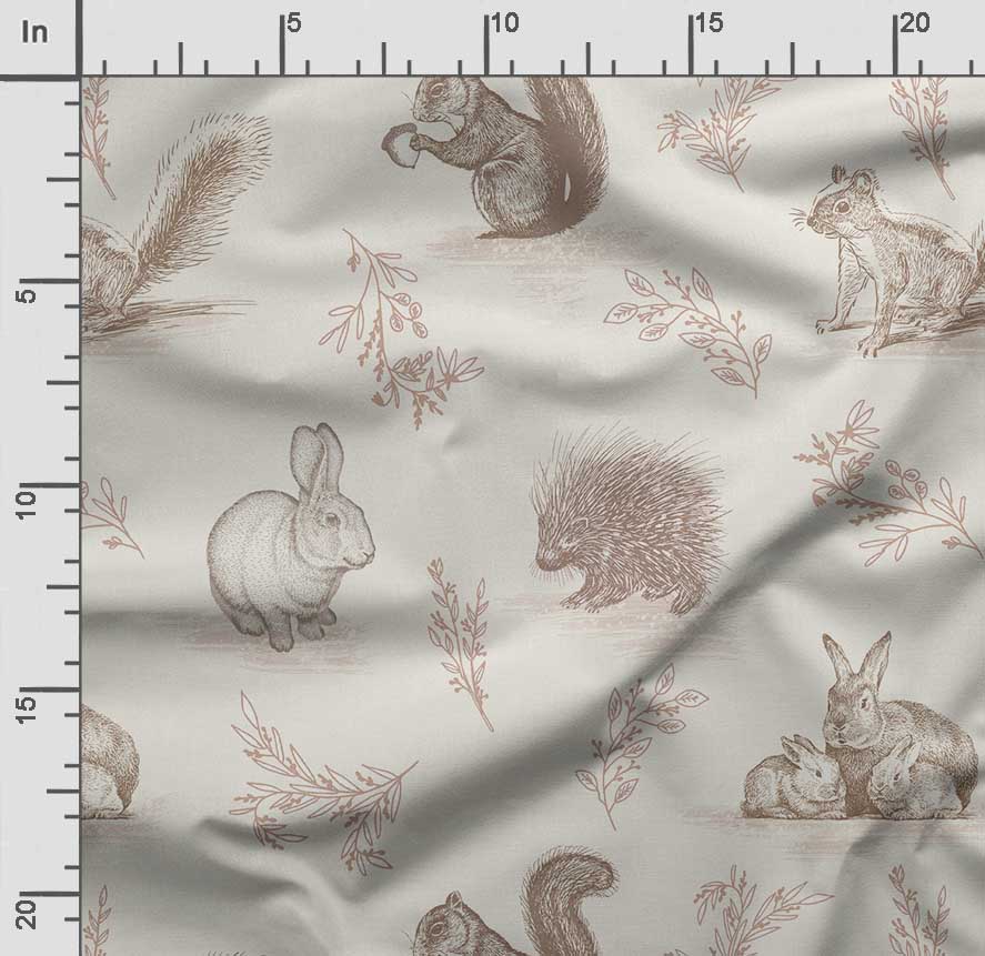 Soimoi Animals Print, Bavlna Cambric, Prošívací tkanina prodávaná The Yard 42 palců široká, bavlněná tkanina střední gramáže, Šicí potřeby,