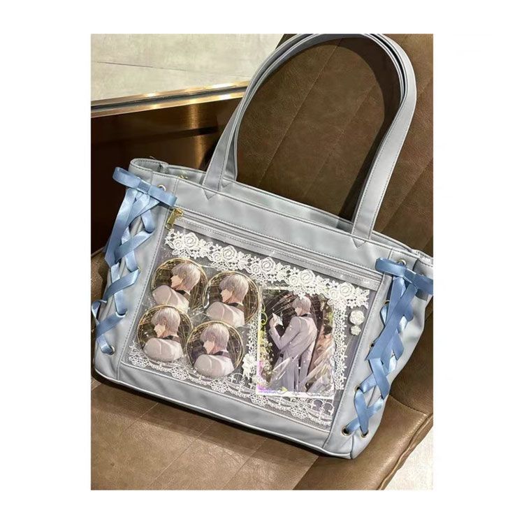 JIAERDI Süße Lolita Rosa Ita Tasche Damen Japanische Transparente Große Kapazität Tragetasche Damen Harajuku Kawaii Handtasche Ästhetisch