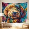 2D Flat - 1pc 2D Printed Tapestry, Large/Small Size, Colorful Psychedelic Dog Portrait, Aesthetic Wall Decor, Home Decor, Non-Luminous, Suitable for L