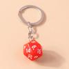 Yousheng Dice Keychain 20 Sides Number Curved Stainless Polished Chain Geometric Car Key Holder Handbag DIY Pendant Key Organizer