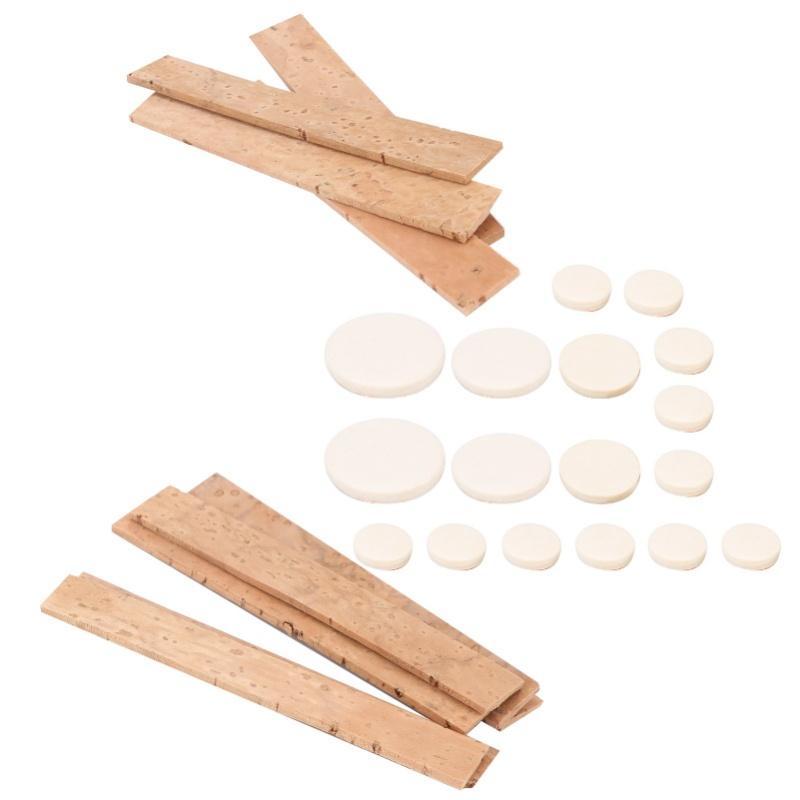 Clarinet Accessories Kit Bb Key 17Pcs Sound Hole Pads 10Pcs Natural Cork Sheets