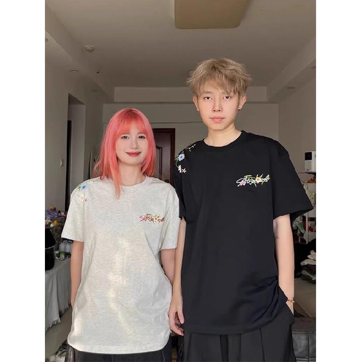 Summer Trendy Men's Short-Sleeved T-shirt Minimalist Round Neck Half-Sleeved Top Couple's T-shirt