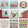 20pcs Christmas Napkins Paper Santa Claus Snowman Merry  Decorations Home New Year Disposable Tableware Supplies