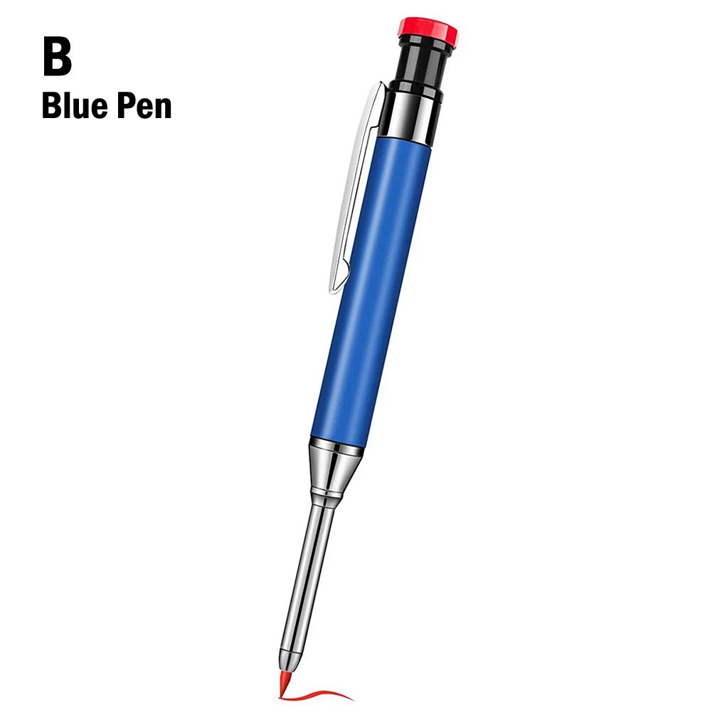 Solid Carpenter Deep‑Hole Mechanical Pencil with Refill Leads, Woodworking Metal Marking Tool for Deep Hole Marking