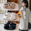 Children's Furry Shoes, Girls' Cotton Shoes, New Autumn and Winter Non-slip Soft-soled Outdoor Shoes with Pearl Bows, Warm Shoes