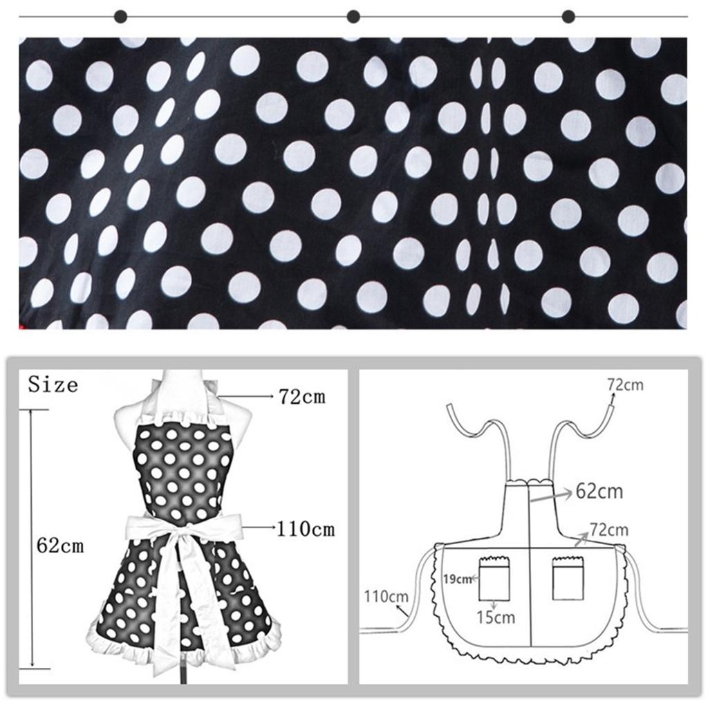 Cute Apron Retro Polka Dot Aprons Ruffle Side Cooking Aprons with Pockets Adjustable Kitchen Supplies for Women Girls Gifts