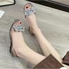 New schoolgirl fashion sandals trendy shiny pieces jelly shoes women's summer crystal flat bottom fish mouth transparent outer wear