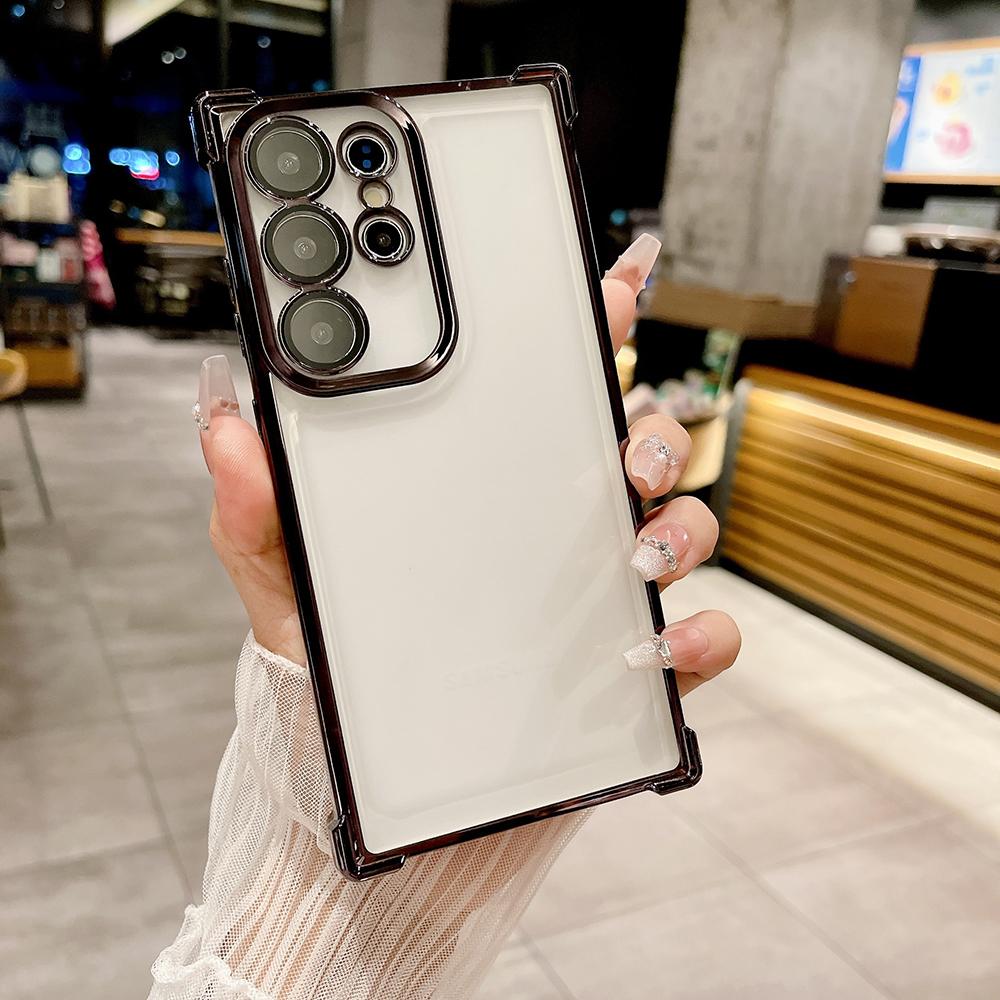Custodie protettive trasparenti anti-caduta con quattro angoli elettrolitici per iPhone Samsung Huawei Honor Xiaomi Redmi OPPO Realme Vivo Infinix Tecno