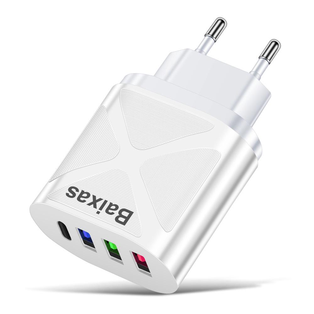 Universal Travel Charger: EU 3-USB + Type-C, US/UK Standard, 5V 2.4A