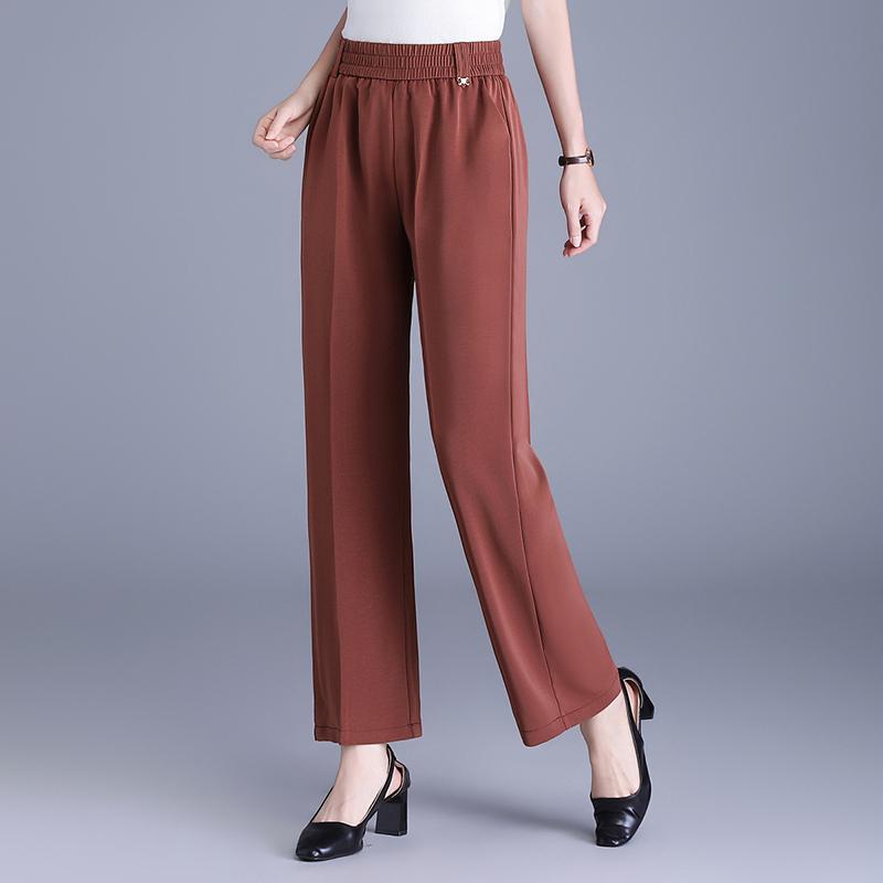 Women's Plus Size High Waist Cropped Wide Leg Pants – Elastic Waist Stretchy Polyester Trousers (Sizes XL-6XL)