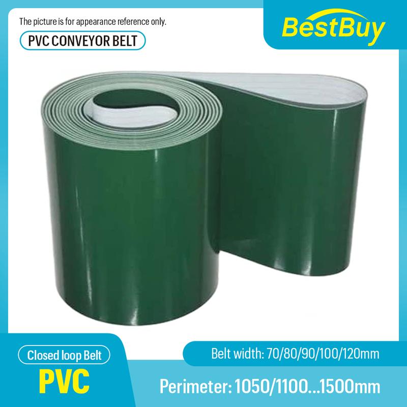 PVC Industrial Transmission Conveyor Belt Customizable Width 70mm-120mm Perimeter 1050mm-1500mm for Efficient Material Handling 1050mm-Green