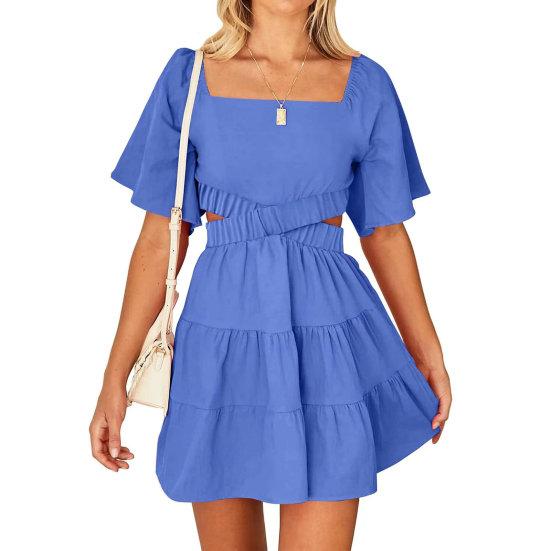 Robe Dos Nu Mini à Bulles – Sans Manches, Nouée Dans Le Dos – Idéale Pour Fête, Plage, Soirée – 100% Polyester - 11